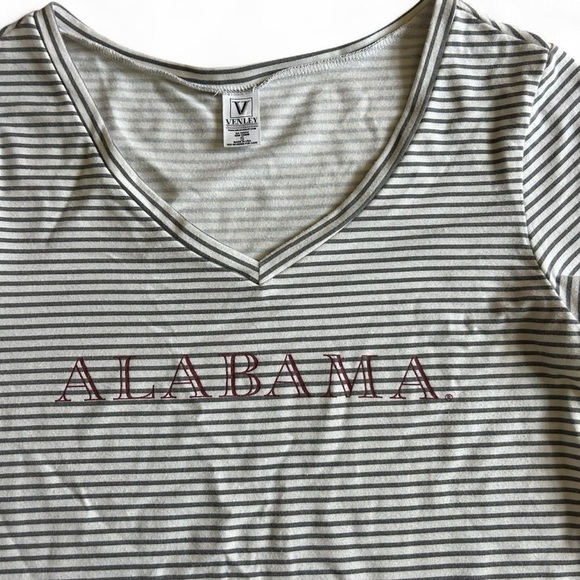 Alabama Striped V-Neck Tee – Soft & Oversized Fan Favorite – Size S - Picture 1 of 7